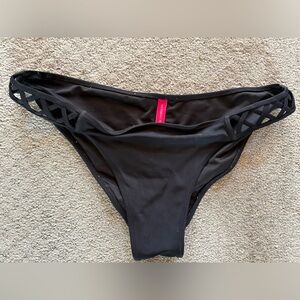 Victoria's Secret Black Crisscross Bikini Bottom size large